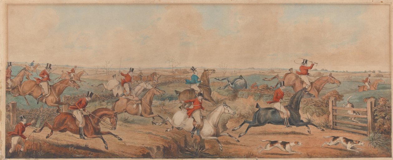 De Leicestershire Hunt – Een strijd om de start door Henry Thomas Alken