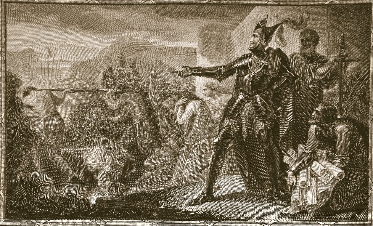 Edward I verwijdert de steen van Scone, gegraveerd door Neagle, illustratie uit David Hume