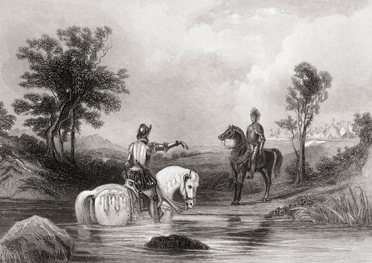 De ontmoeting van de Graaf van Essex en de Graaf van Tyrone in County Louth, Ierland in 1599, uit 