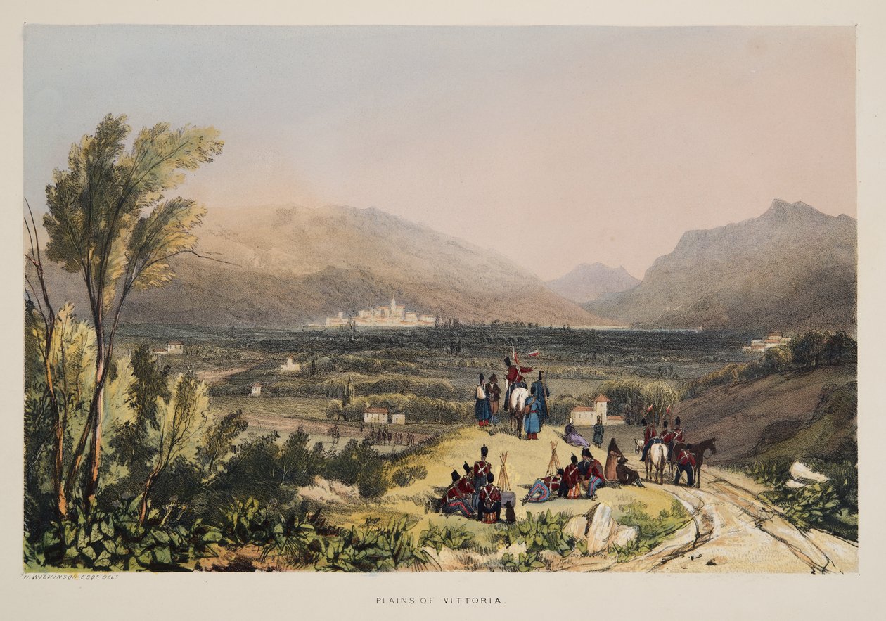 Vlaktes en Stad Vitoria, uit Schetsen van landschappen in de Baskische provincies van Spanje, met een selectie van nationale muziek, uitgegeven 1838 door Henry Wilkinson