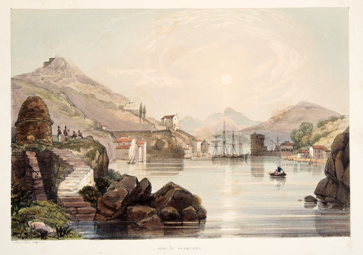 Haven van Passages, uit Schetsen van landschappen in de Baskische provincies van Spanje, met een selectie van nationale muziek, uitgegeven 1838 door Henry Wilkinson