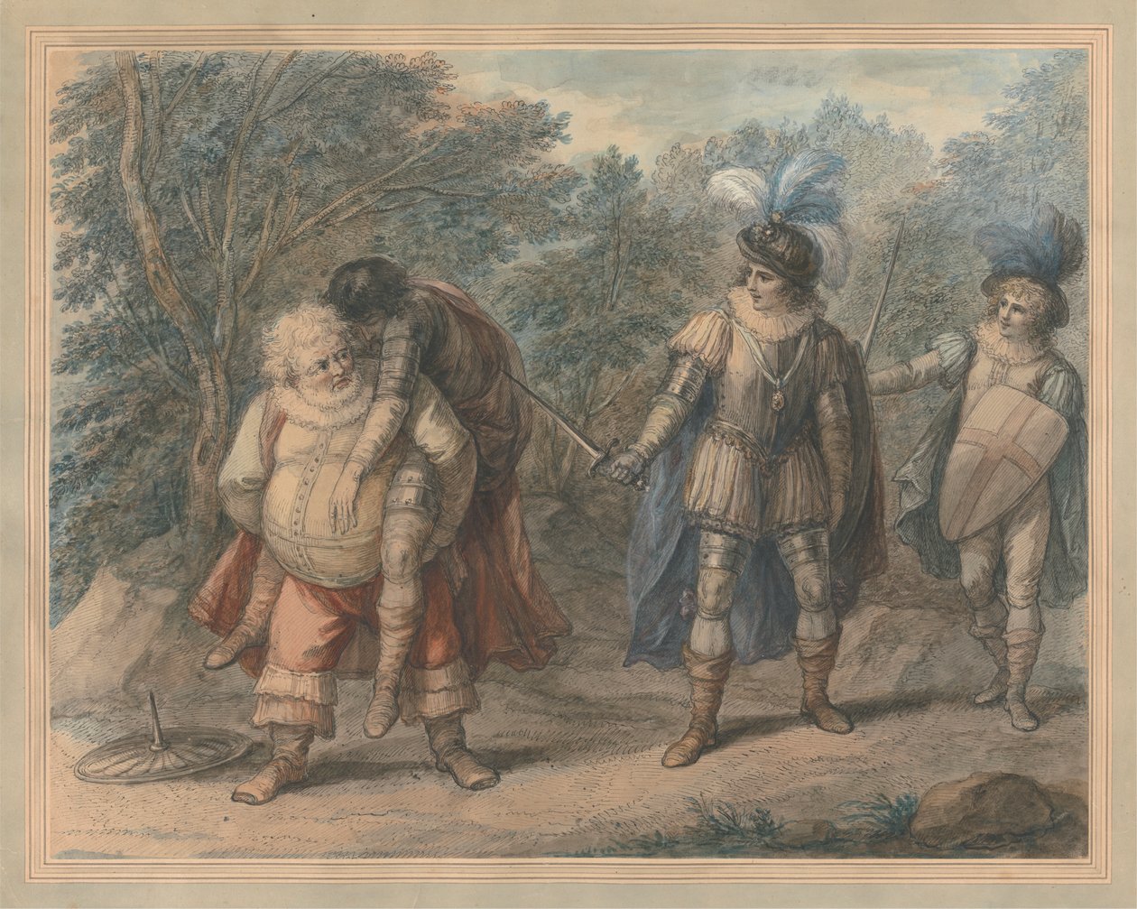 Falstaff draagt dode Hotspur door Henry William Bunbury