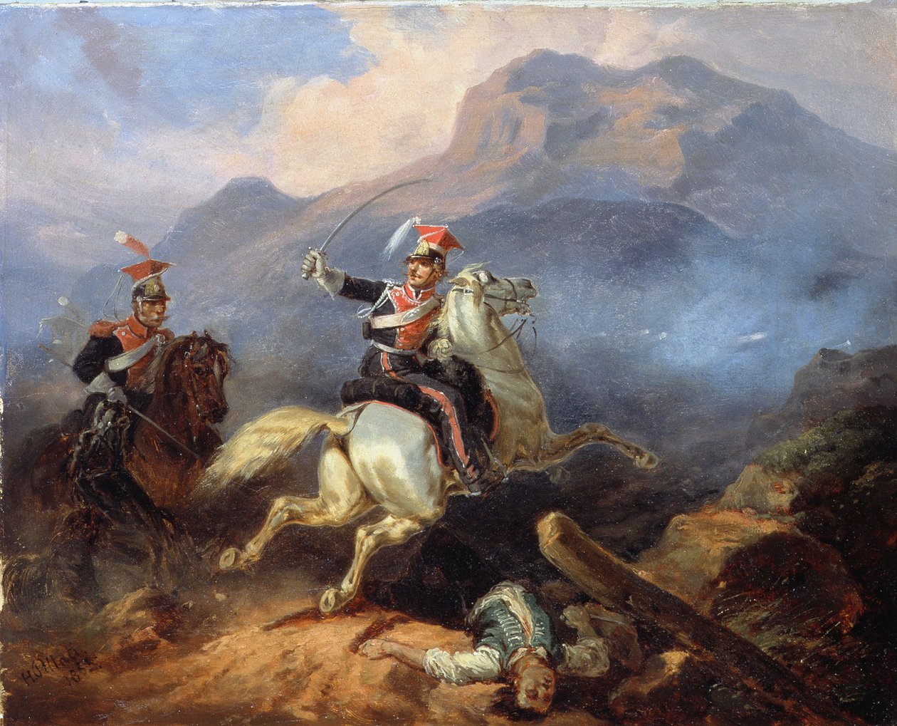 Kozietulski bij de Slag bij Somosierra in 1808, 1855 door Henryk Pillati