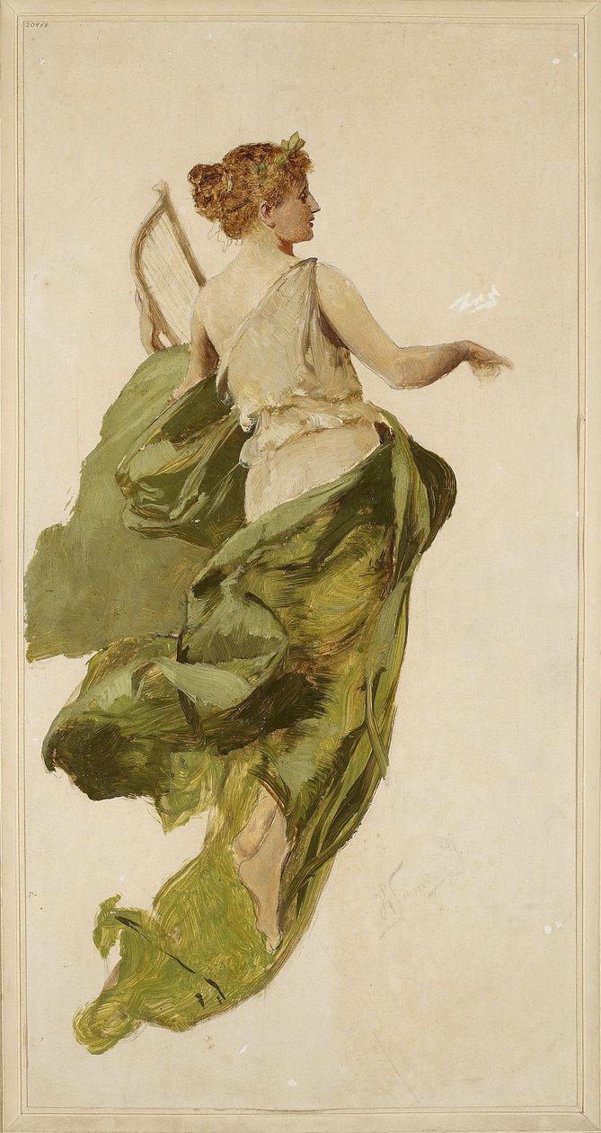 Allegorie van de muziek, schets voor het project van het toneelgordijn van het Słowacki Theater in Krakau door Henryk Siemiradzki