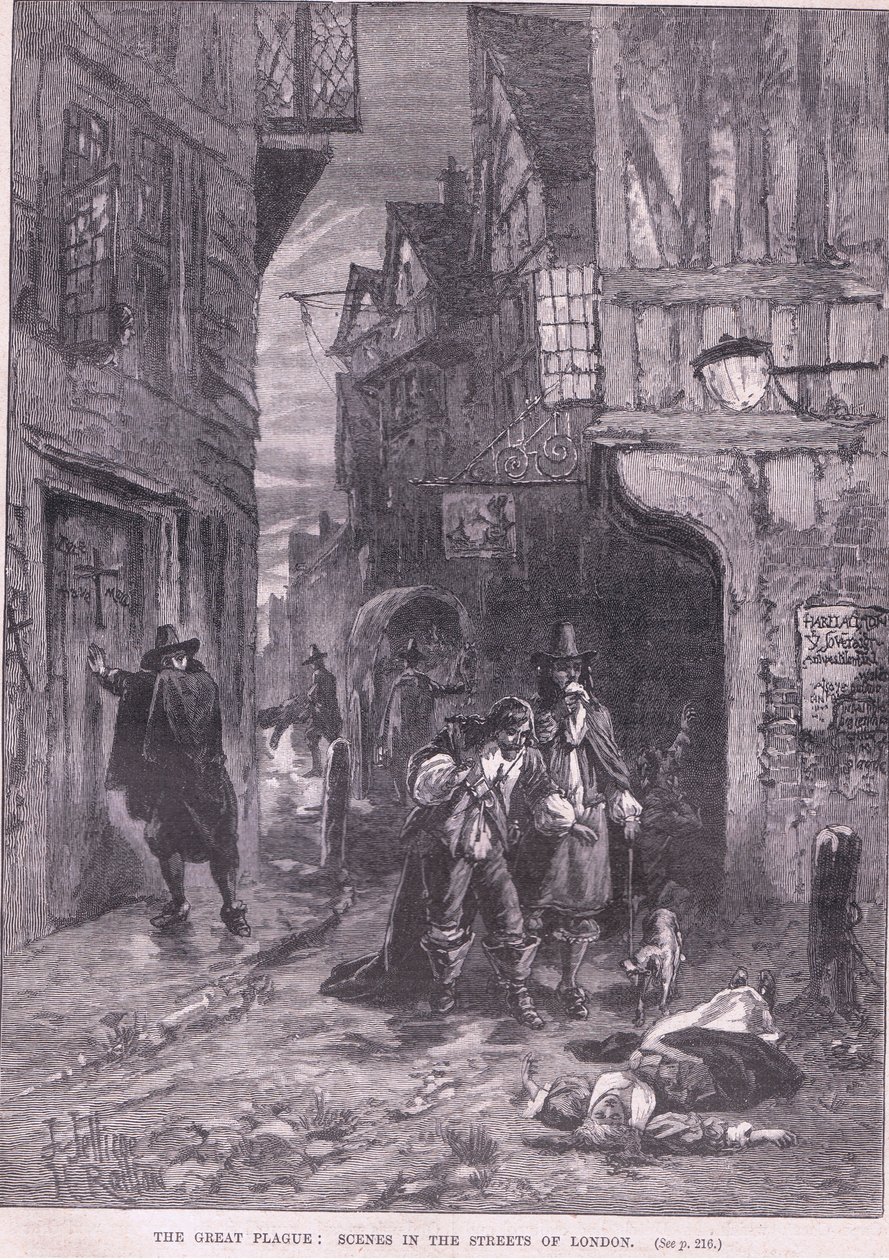 De Grote Pest: Scènes in de straten van Londen AD 1665 door Herbert Railton