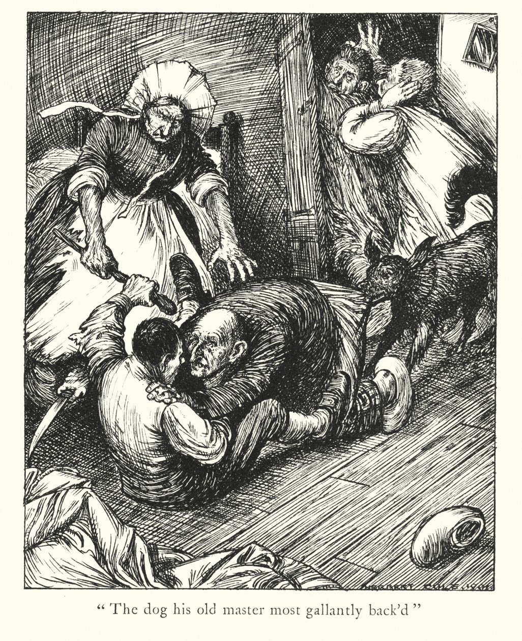 Legenden van Ingoldsby: De hond van de zakkenman (litho) door Herbert Cole