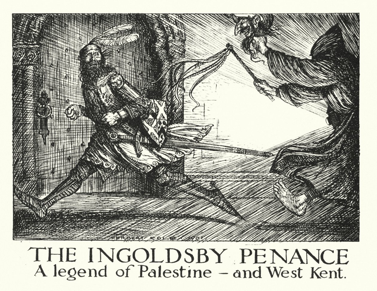 Ingoldsby Legenden: De Ingoldsby Boete, Een Legende van Palestina en West Kent (litho) door Herbert Cole