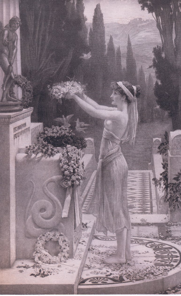 Haar eerste offer, uit Bibbys Annual, 1916-1917 door Herbert Gustave Schmalz