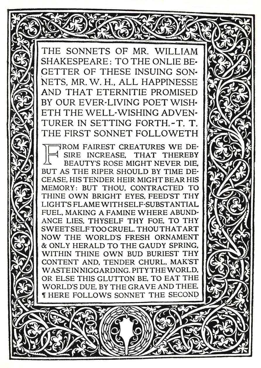 Riccardi Press: Pagina uit Sonnetten van Shakespeare, c.1914 door Herbert Percy Horne