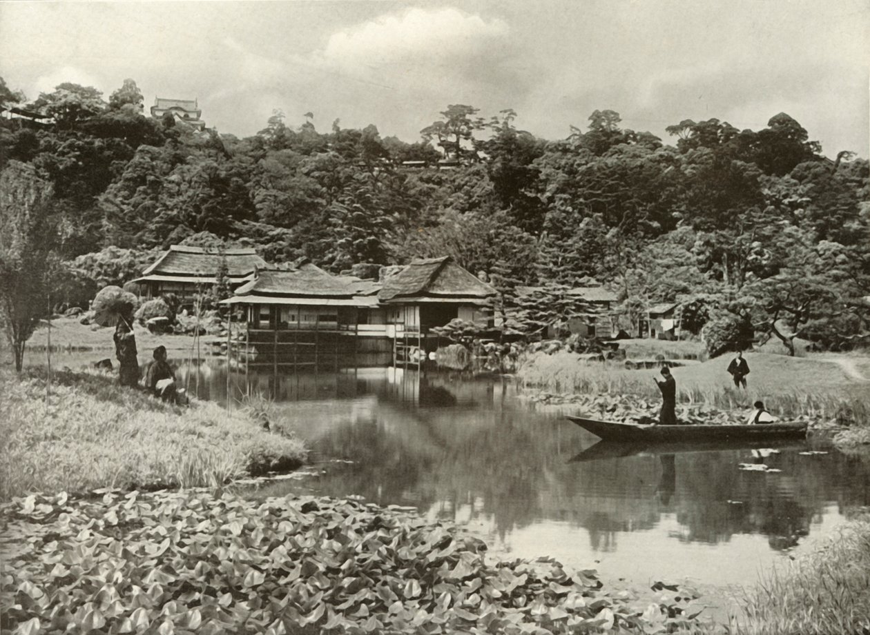 De Ha-Kei-Tei herberg en tuin in Hikone, 1910 door Herbert Ponting