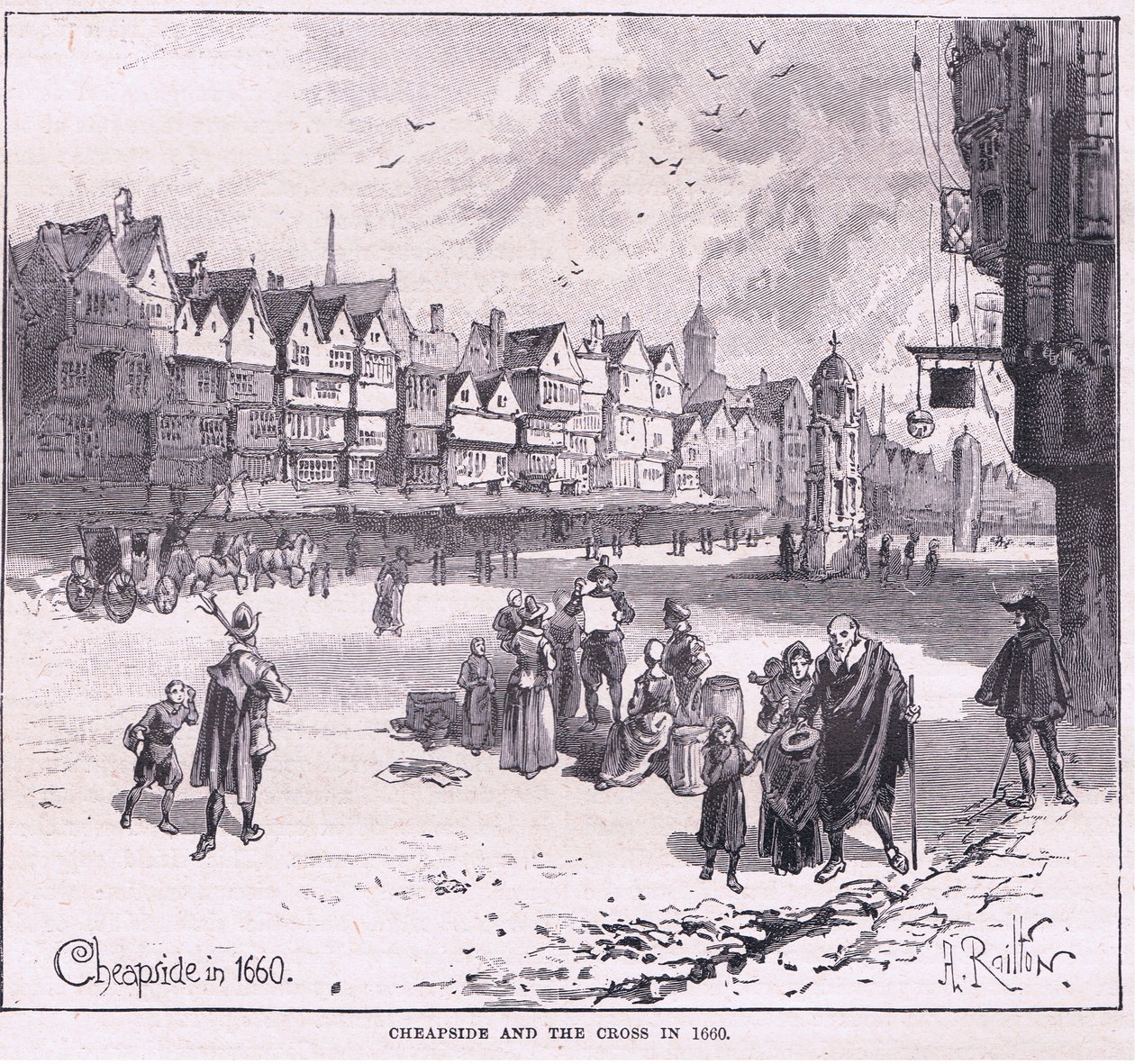 Cheapside AD 1660 door Herbert Railton