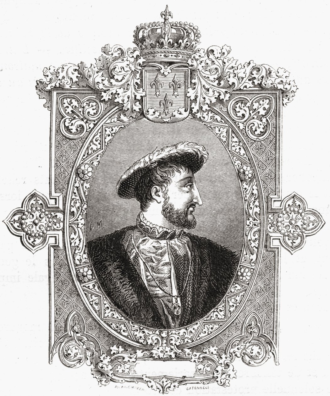 Francois I, gegraveerd door Pannemaker-Ligny, uit 