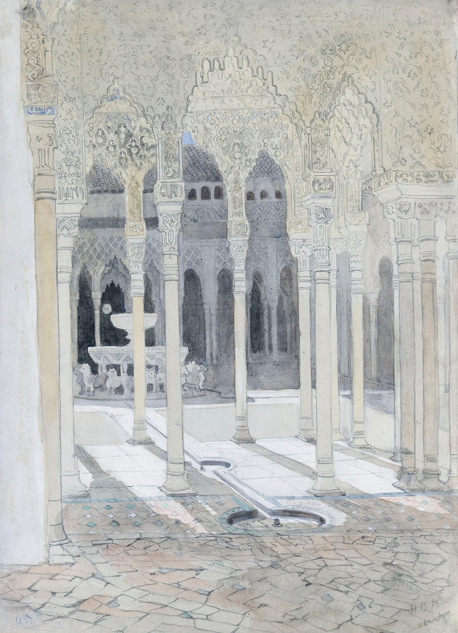 De Leeuwenhof, het Alhambra, Granada, Spanje door Hercules Brabazon Brabazon