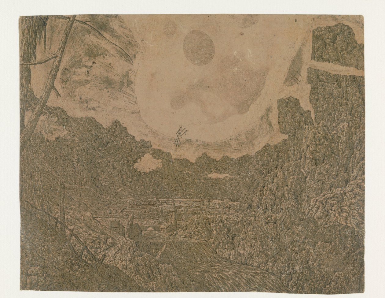Landschap met een waterval, tweede versie door Hercules Segers