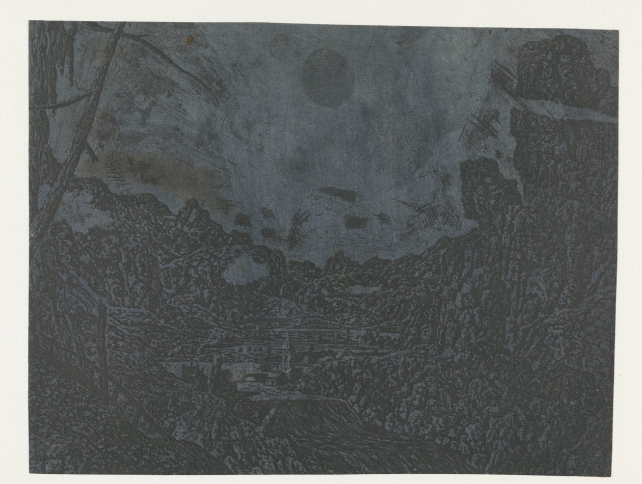 Landschap met een waterval (tweede versie) door Hercules Segers