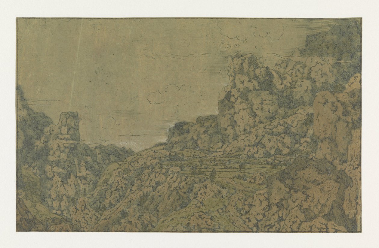Berglandschap met een Plateau, ca. 1625-30 door Hercules Segers