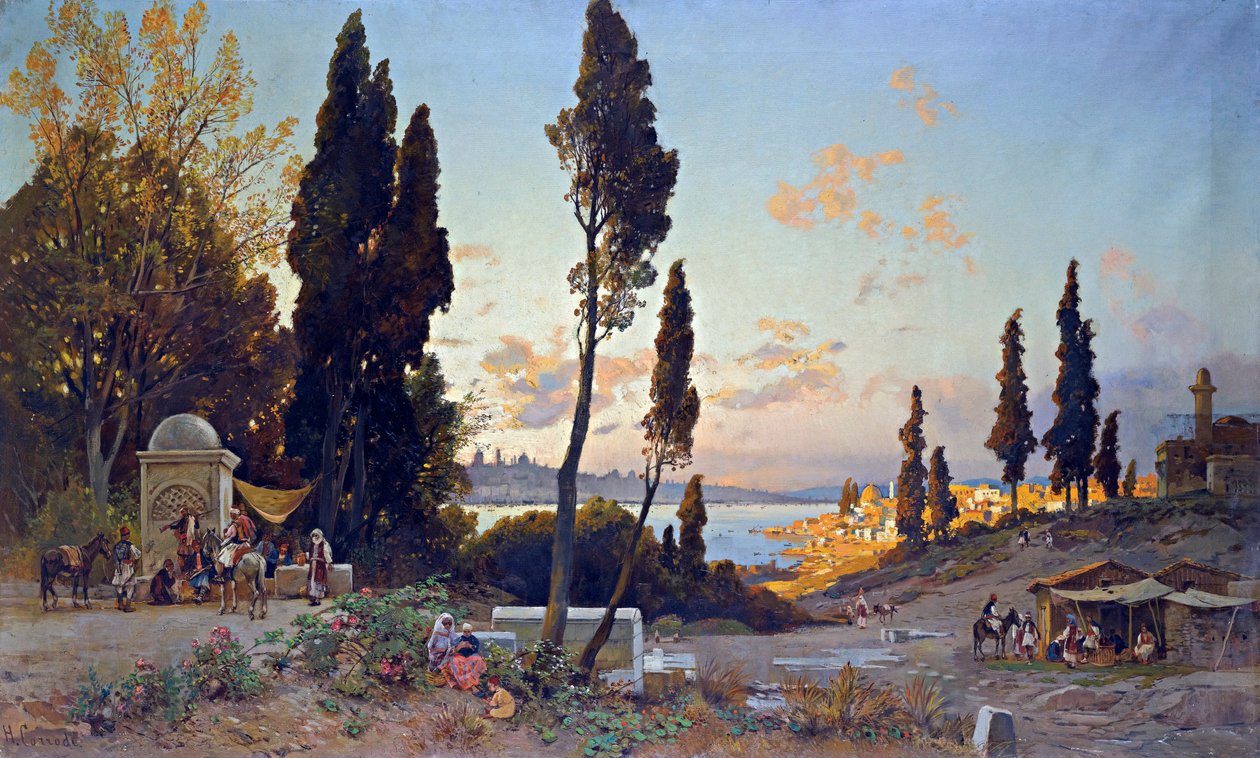 Uitzicht over de Bosporus, Constantinopel door Herman David Salomon Corrodi