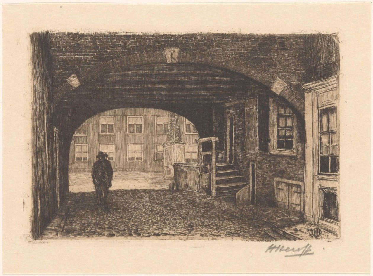 Sint-Pieterspoort in Amsterdam door Herman Heuff (signed by artist)