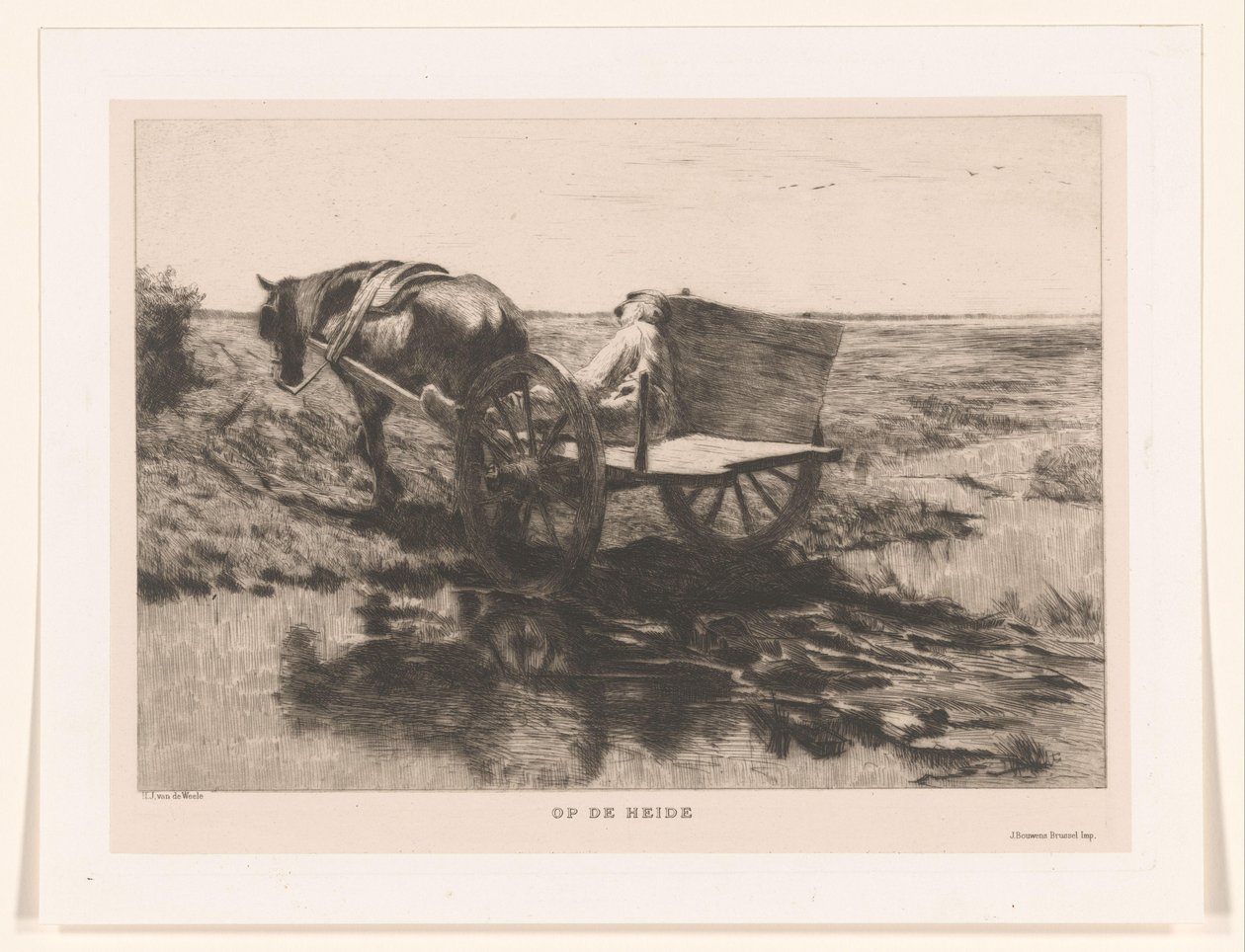 Paardenkar op de heide door Herman Johannes van der Weele