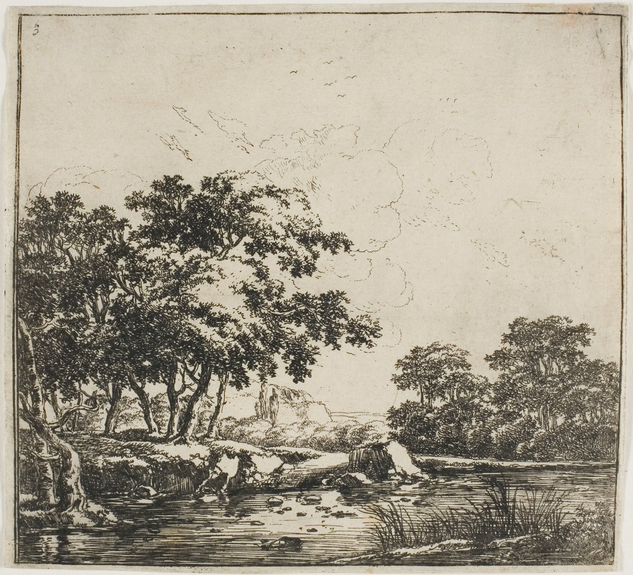 De rivier in het bos, plaat drie uit Set landschappen door Herman Naijwincx