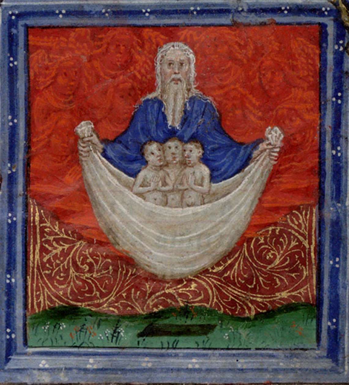 God de Vader met drie zielen, opgewekt uit de dood Getijdenboek door Herman Scheerre