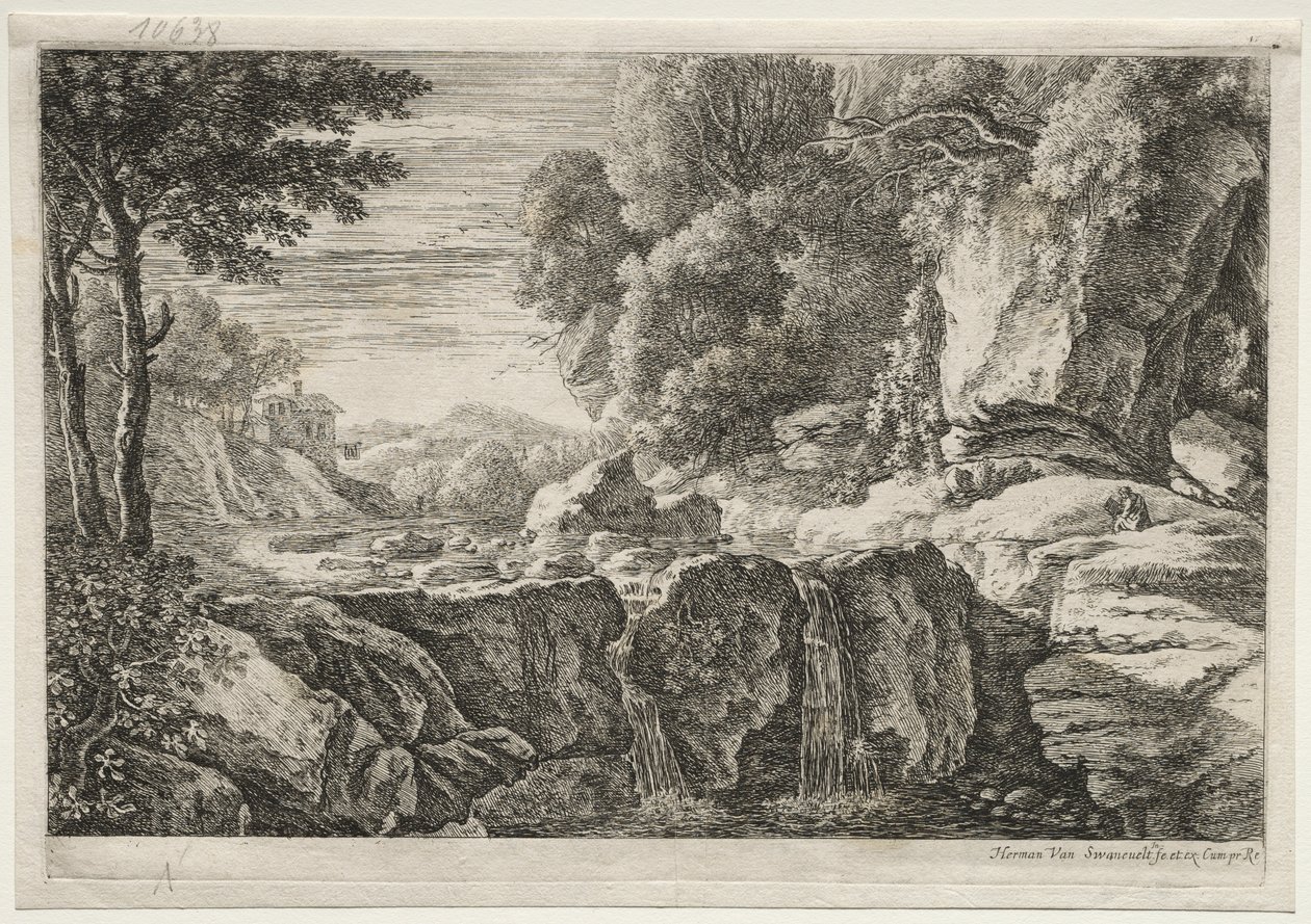 Vier Landschappen: De Kleine Waterval door Herman van Swanevelt