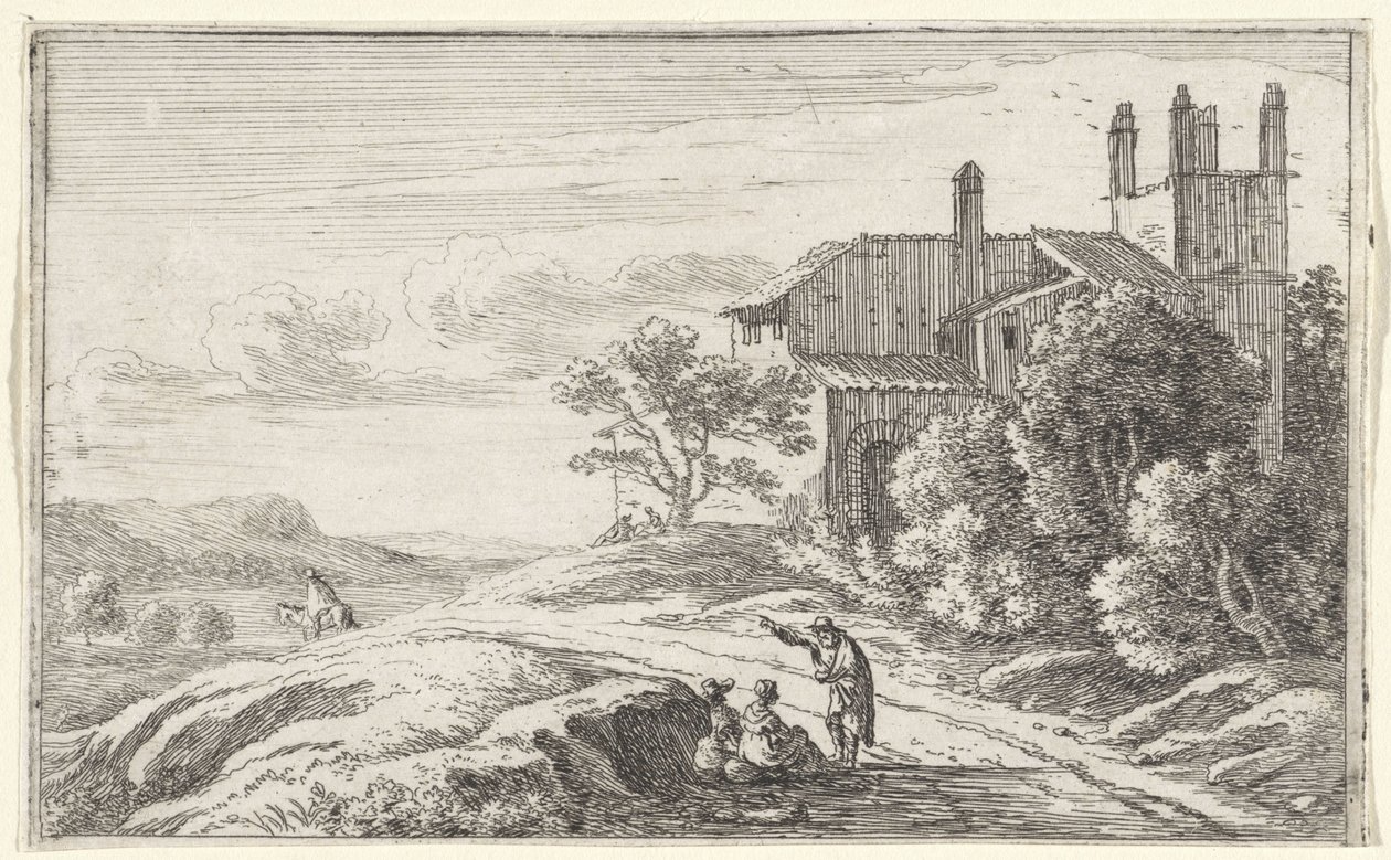 Gebouw met een vierkante toren door Herman van Swanevelt