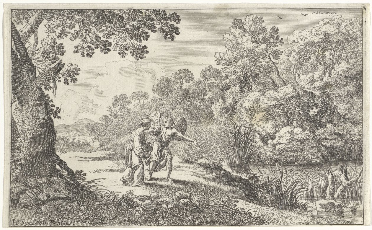 Hagar en de engel door Herman van Swanevelt