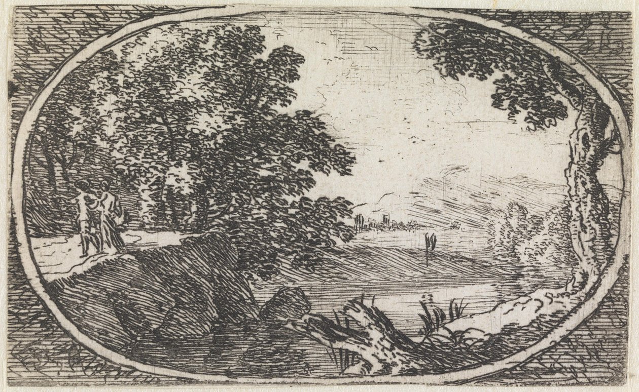 Landschap (nr. 24 uit de serie: variae campestrum fantasiae) door Herman van Swanevelt