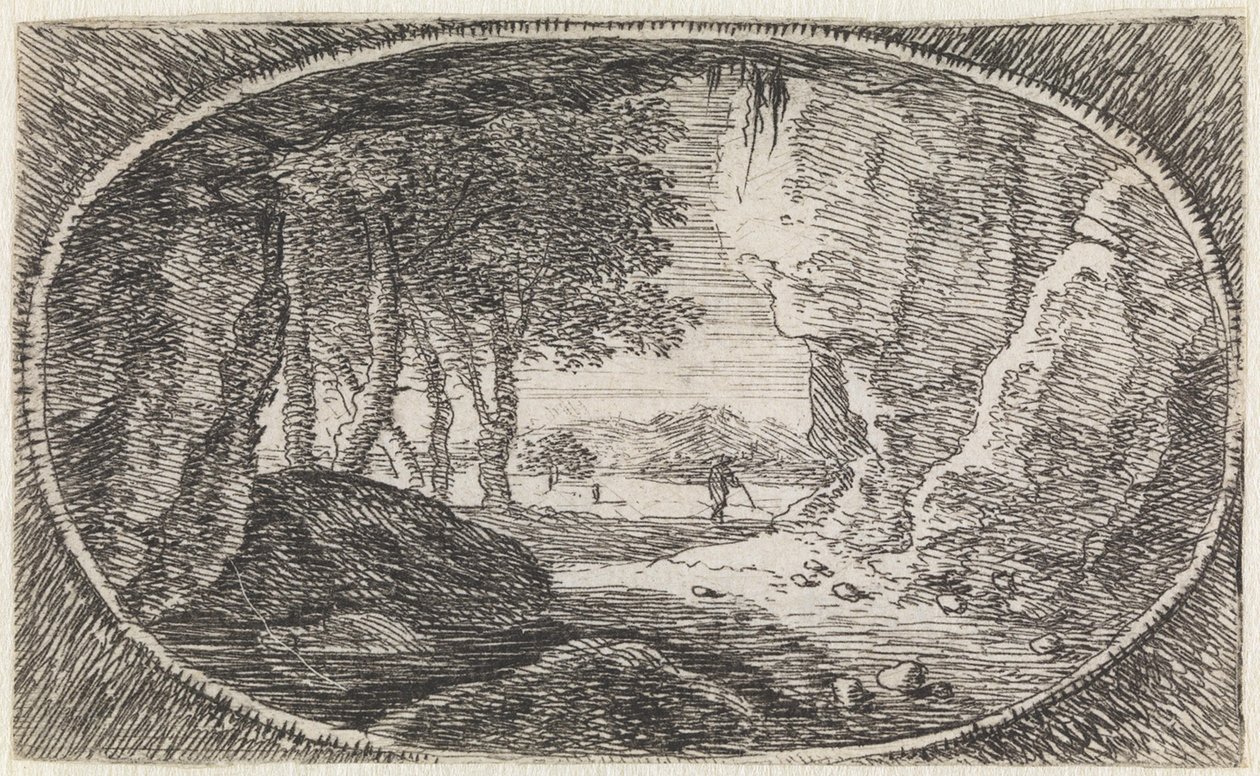 Landschap (nr. 8 uit de serie: variae campestrum fantasiae) door Herman van Swanevelt