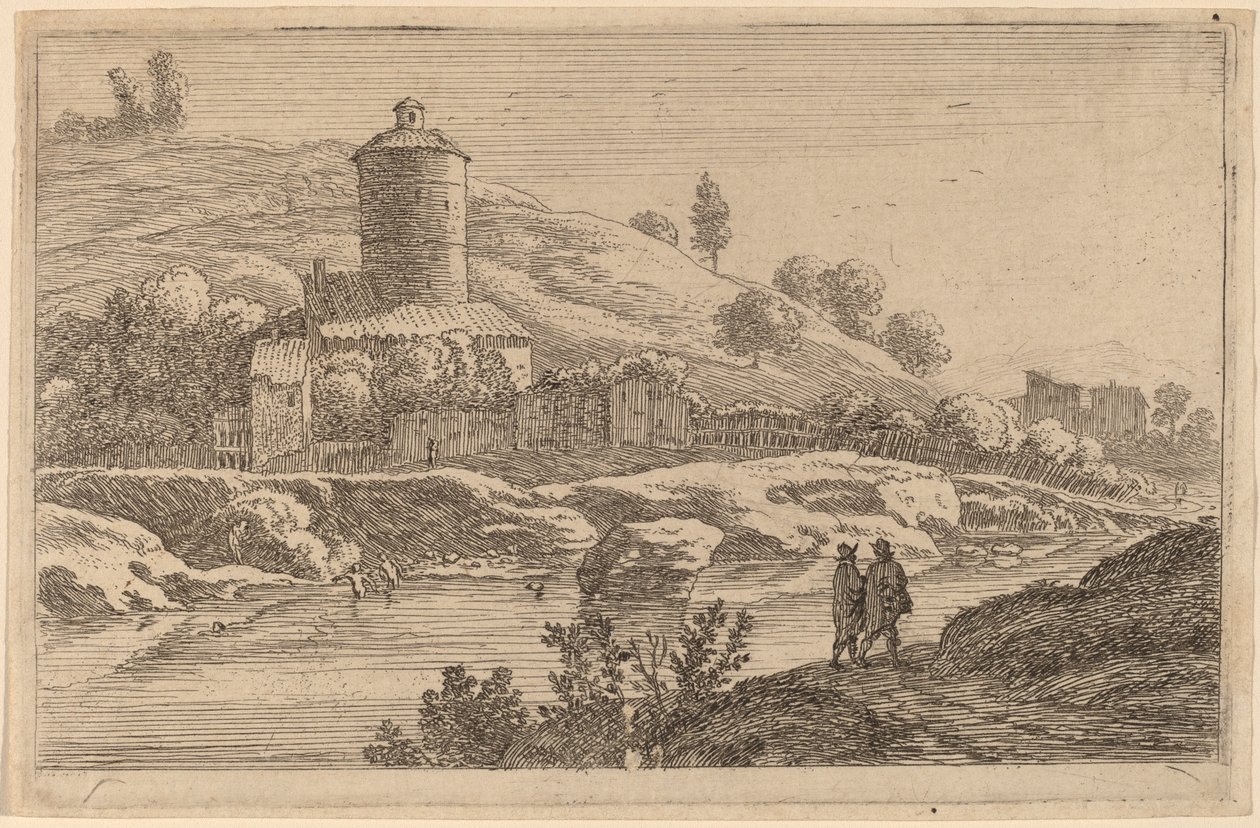Ronde toren bij de Tiber door Herman van Swanevelt
