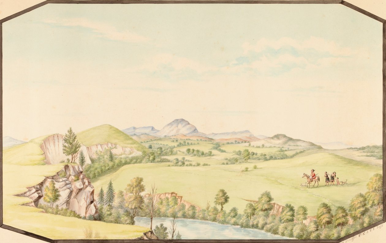 De Wichita Mountains vanaf Medicine Bluff, Indian Territory door Hermann Stieffel