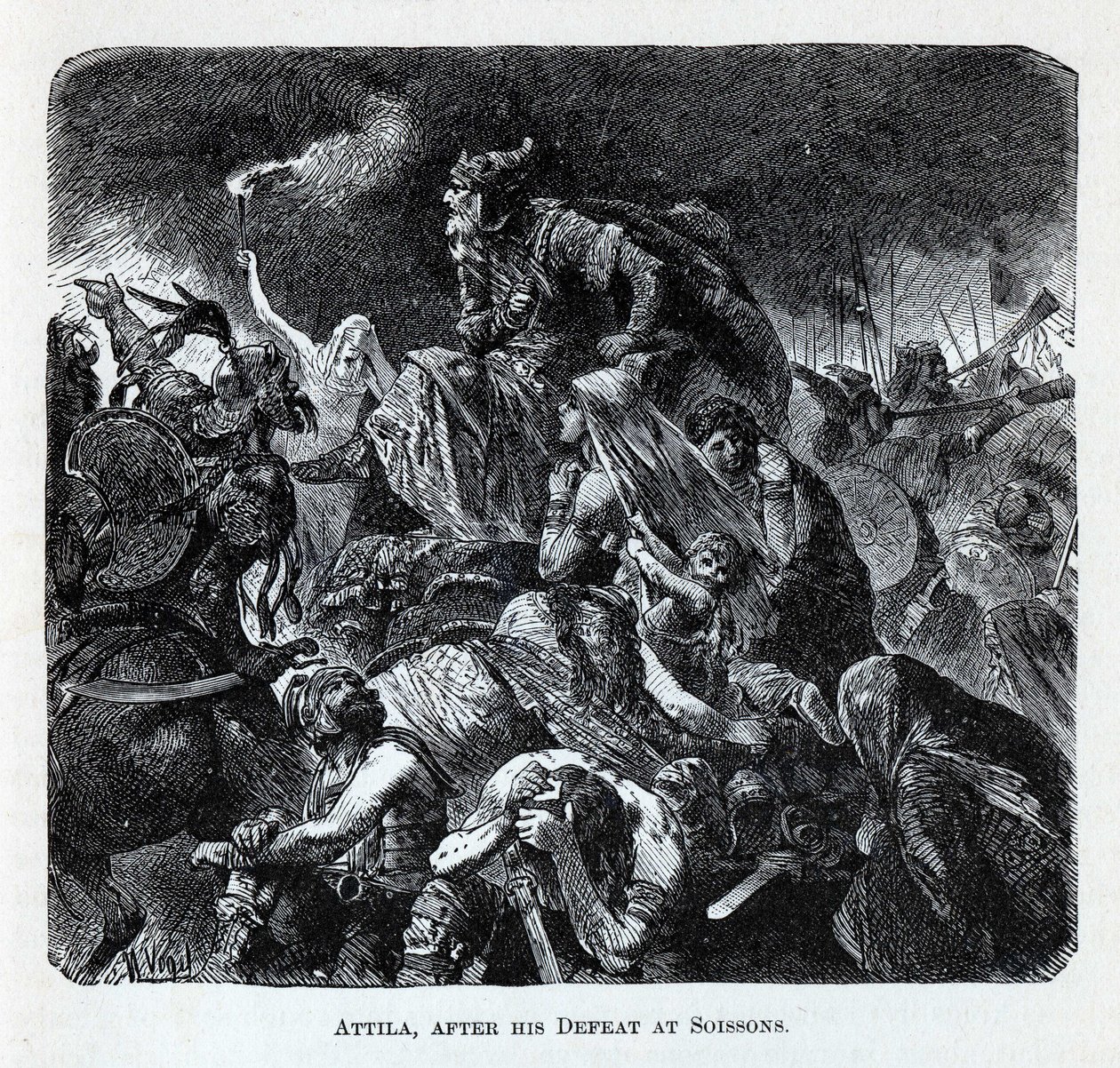 Attila na zijn nederlaag bij Soissons, 1882 door Hermann Vogel