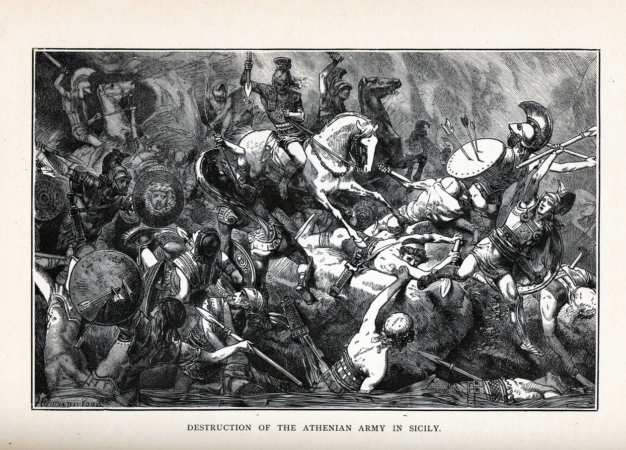 Vernietiging van het Atheense leger in Sicilië, 1882 door Hermann Vogel