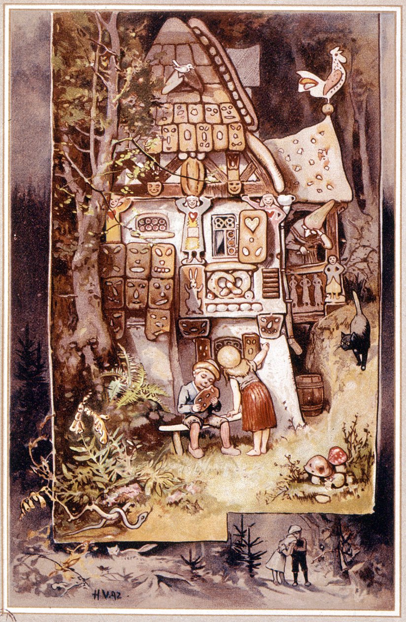 Hans en Grietje, sprookje van Grimm - illustratie door Hermann Vogel door Hermann Vogel