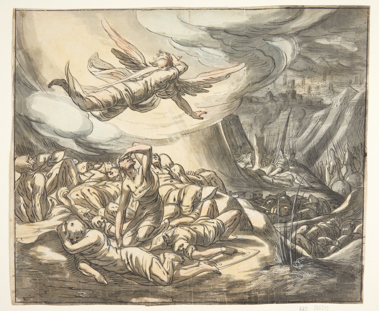 Engel met getrokken zwaard door Hermann Weyer