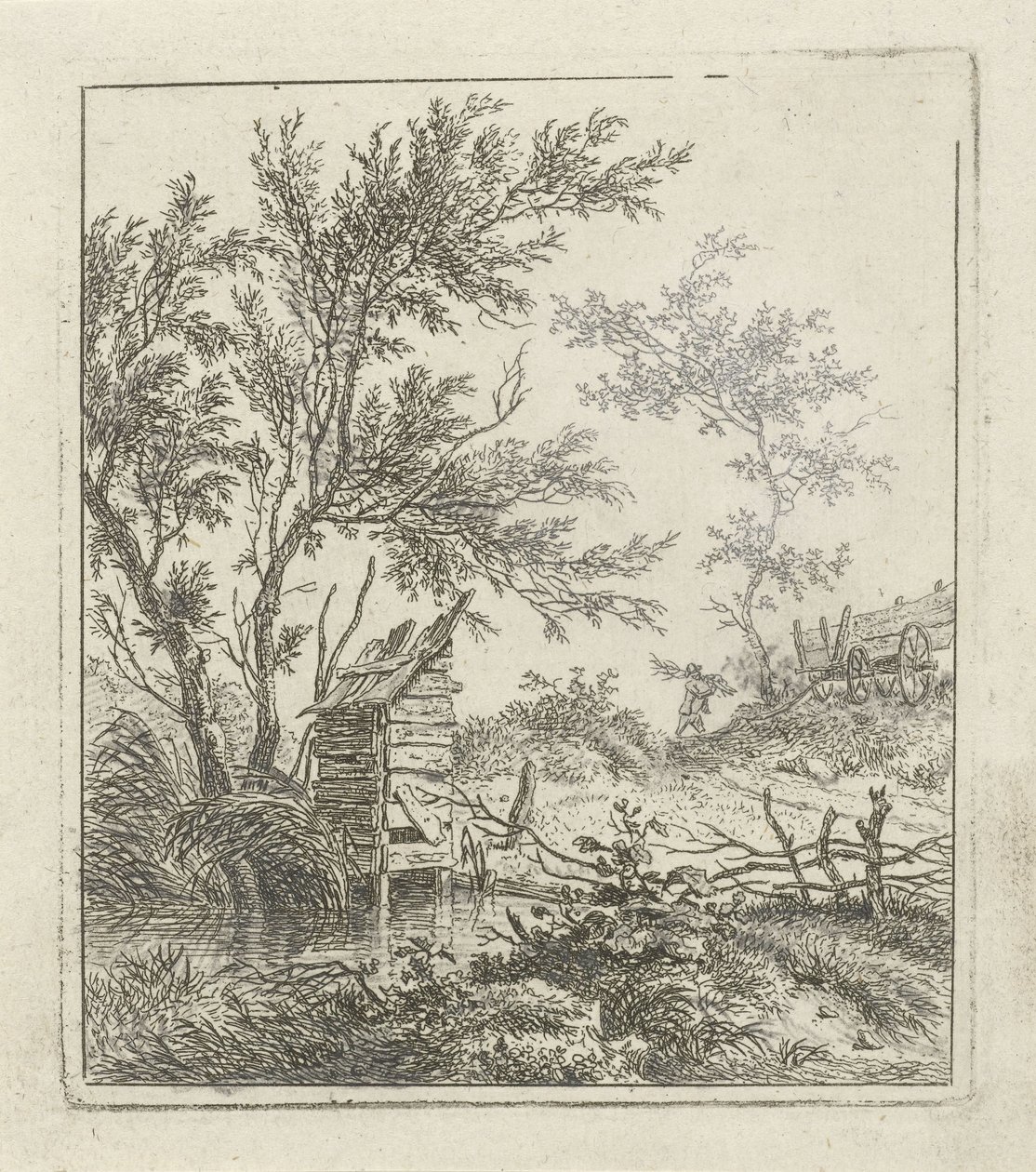Landschap met houtsprokkelaar door Hermanus Fock