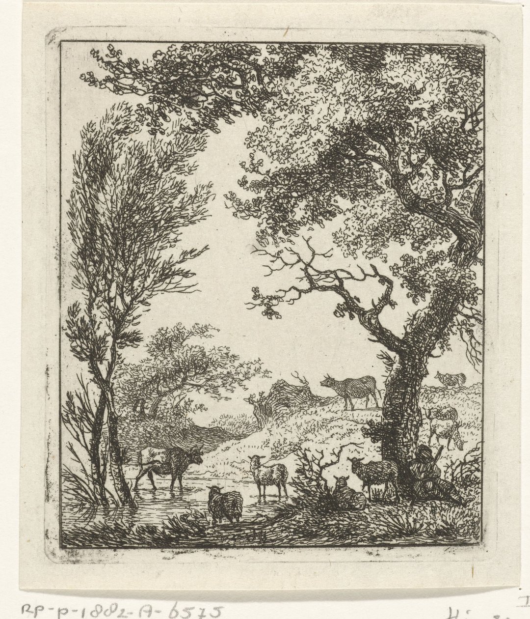 Landschap met kudde vee door Hermanus Fock