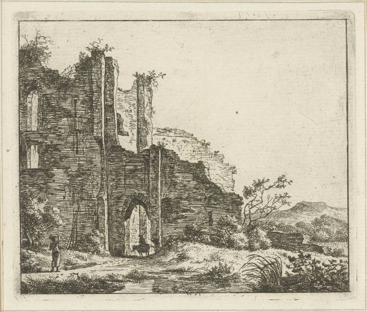 Landschap met ruïne door Hermanus Fock