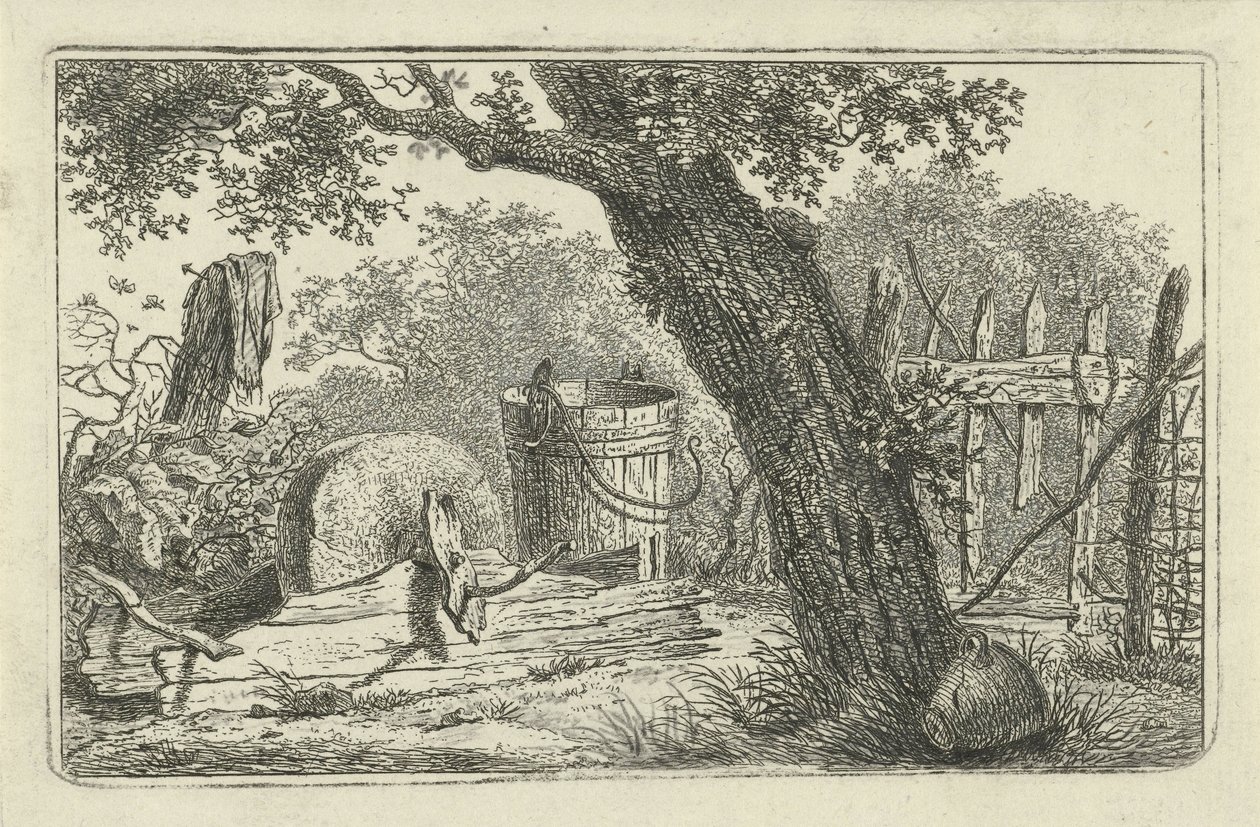 Landschap met slijpsteen door Hermanus Fock