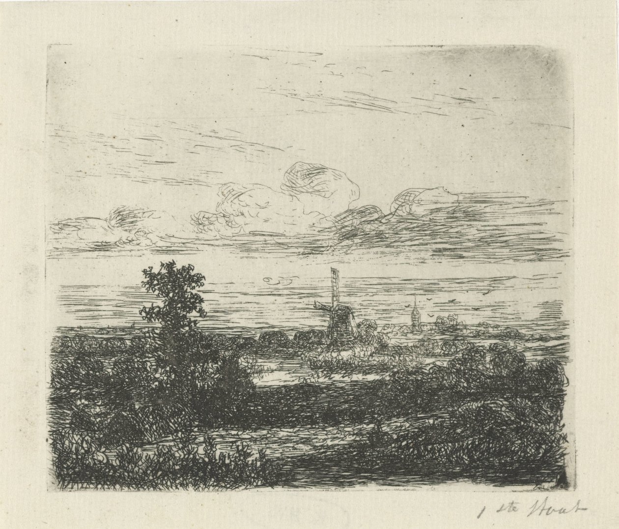 Landschap met een molen door Hermanus Jan Hendrik van Rijkelijkhuysen