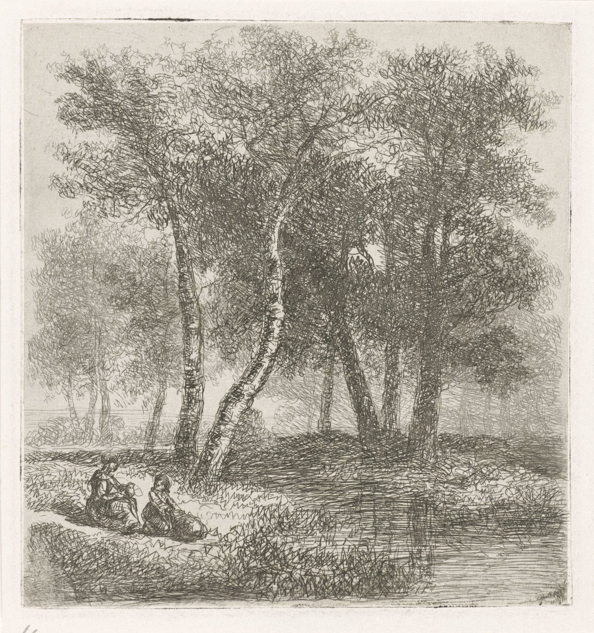Moeder en kind aan de waterkant door Hermanus Jan Hendrik van Rijkelijkhuysen
