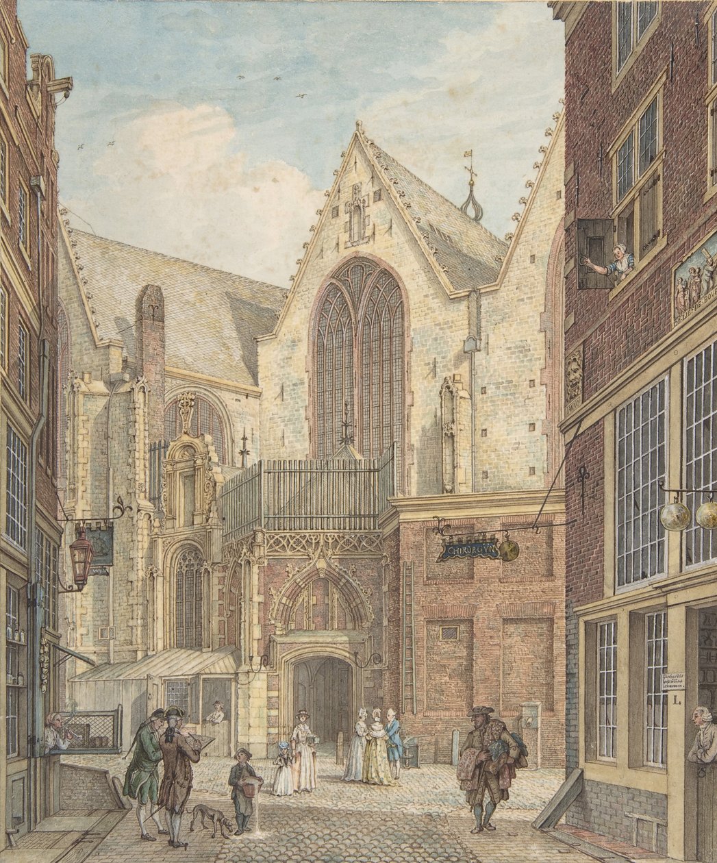 Uitzicht op de Oude Kerk van Amsterdam, n.d. door Hermanus Petrus Schouten