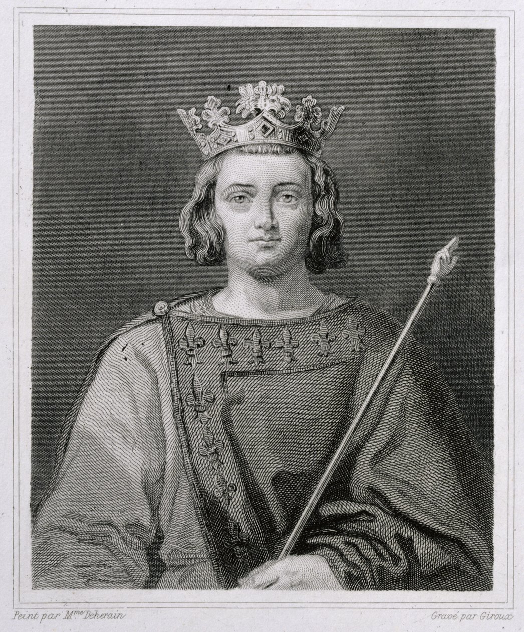 Karel IV de Schone, koning van Frankrijk, gegraveerd door Giroux door Herminie Deherain