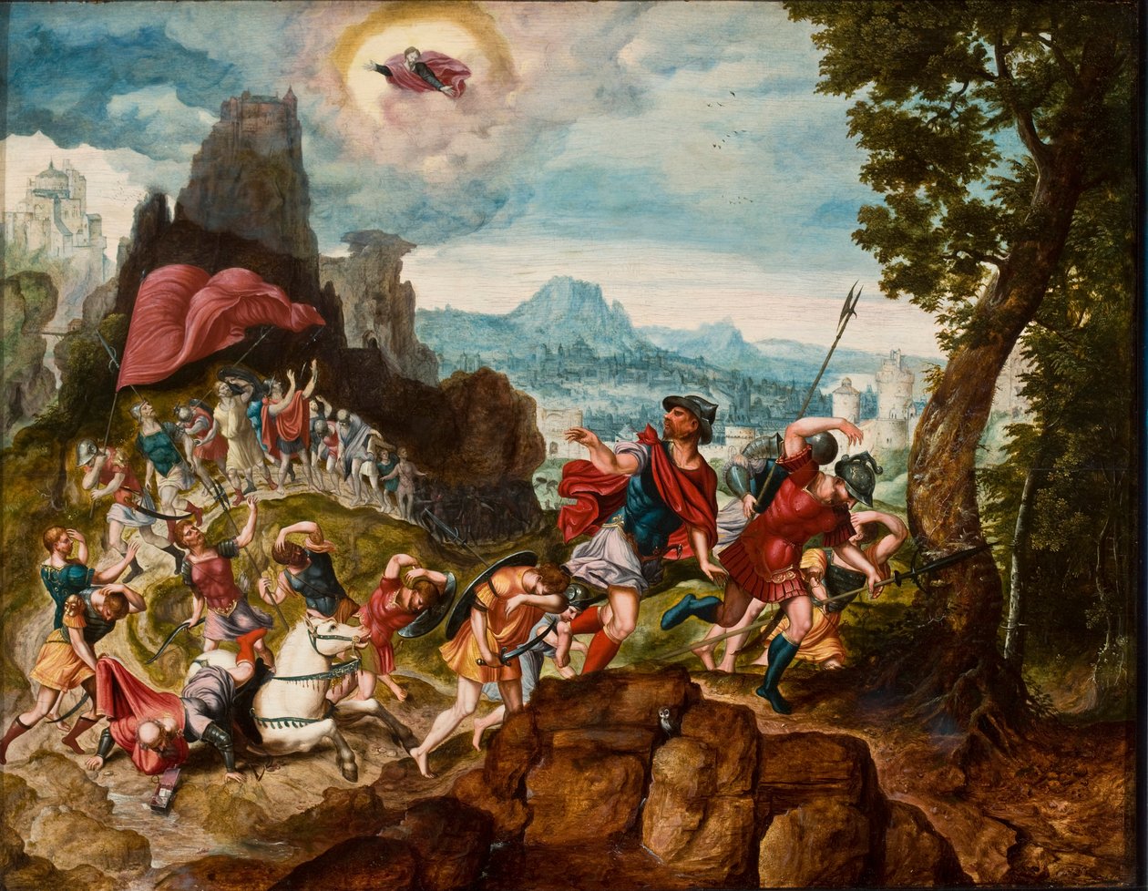 Landschap met de Bekering van Saul op de Weg naar Damascus, ca. 1545 door Herri met de Bles