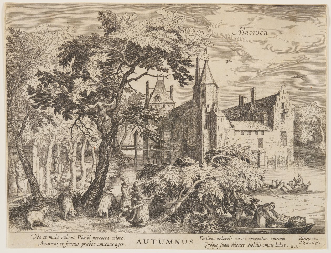 Maersen - Herfst, uit De seizoenen, Gezicht op kastelen in de omgeving van Amsterdam door Hessel Gerritsz