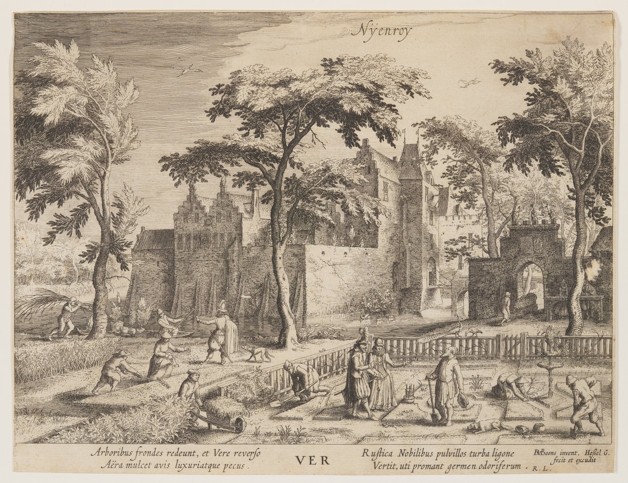 Nyenroy - Lente, uit De seizoenen, Gezicht op kastelen in de omgeving van Amsterdam door Hessel Gerritsz