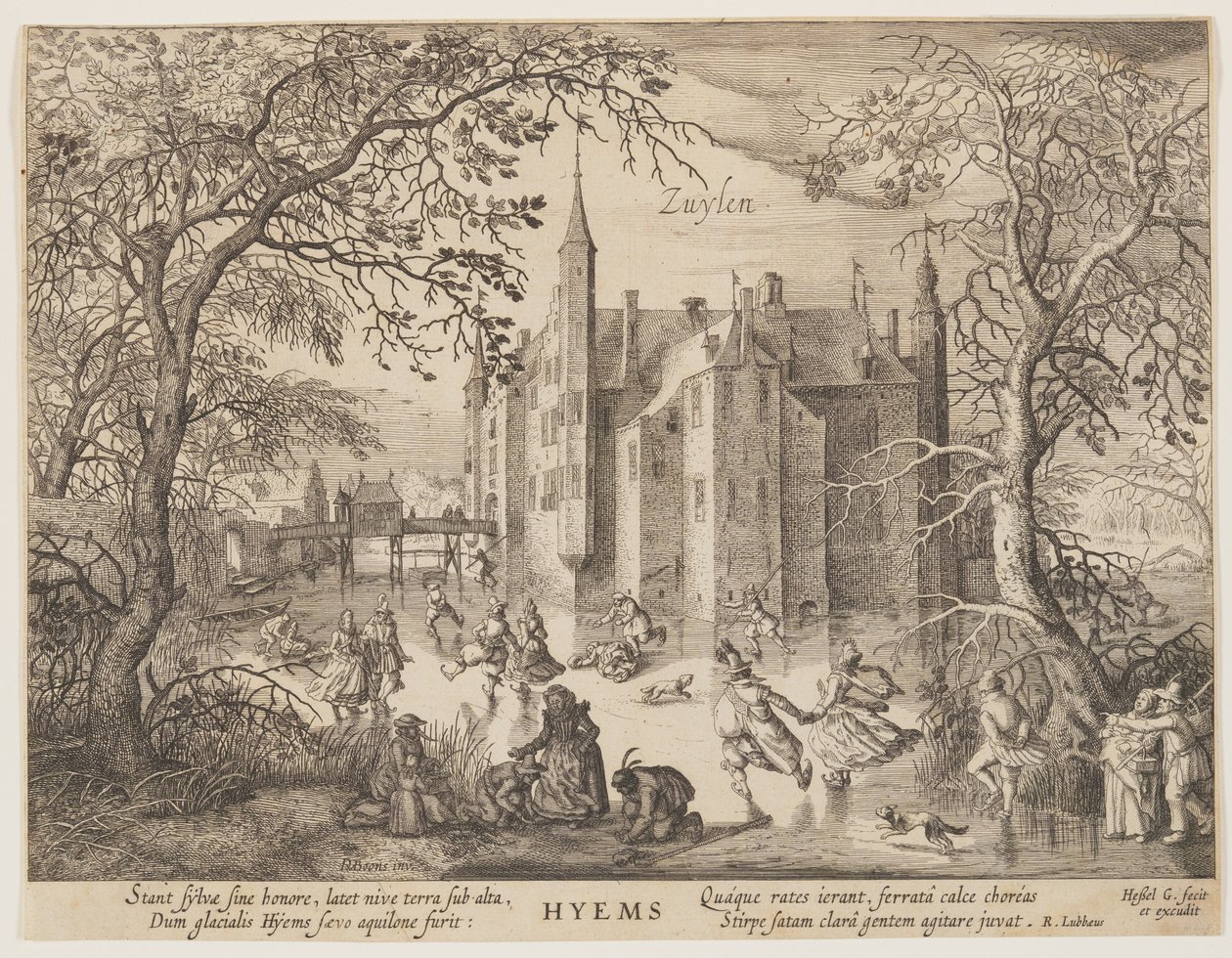 Zuylen - Winter, uit De seizoenen, Gezicht op kastelen in de omgeving van Amsterdam door Hessel Gerritsz