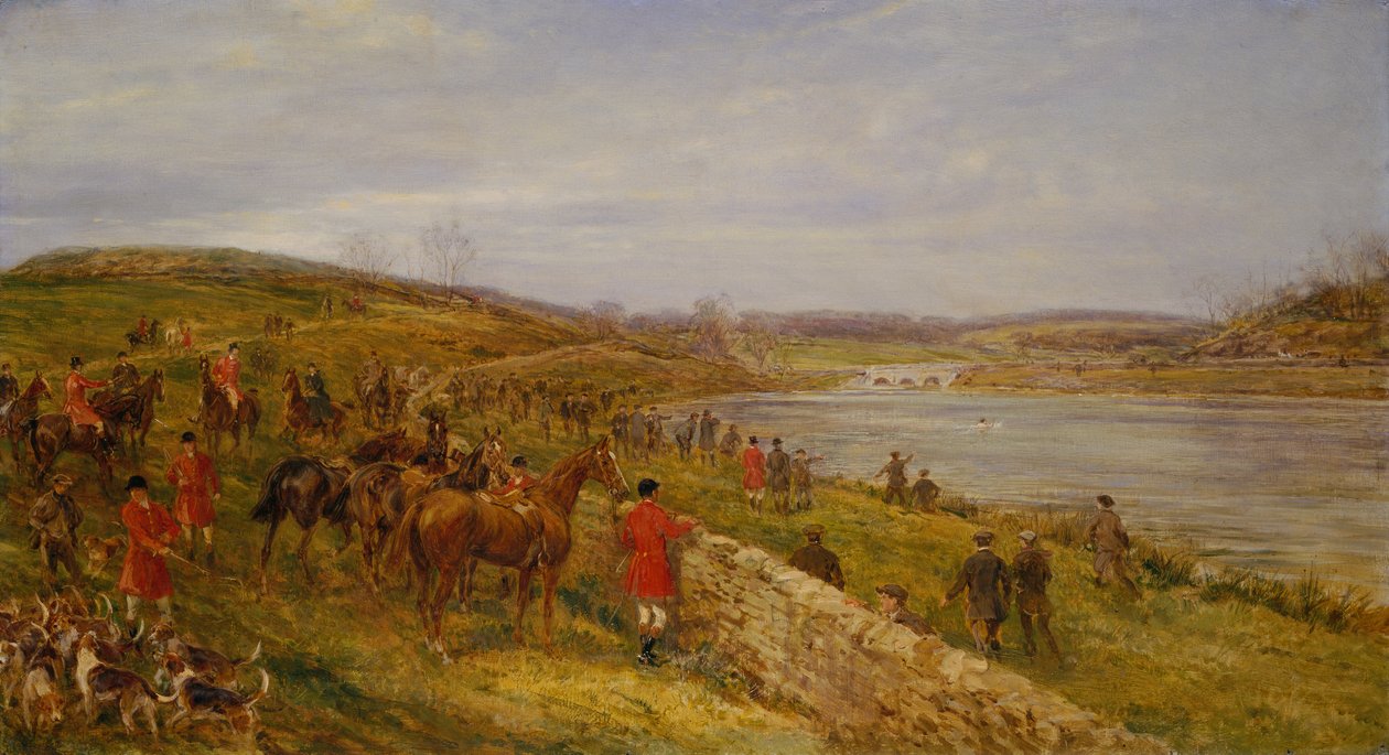 Een scène die plaatsvond bij het Lesser Crybrook Reservoir door Heywood Hardy