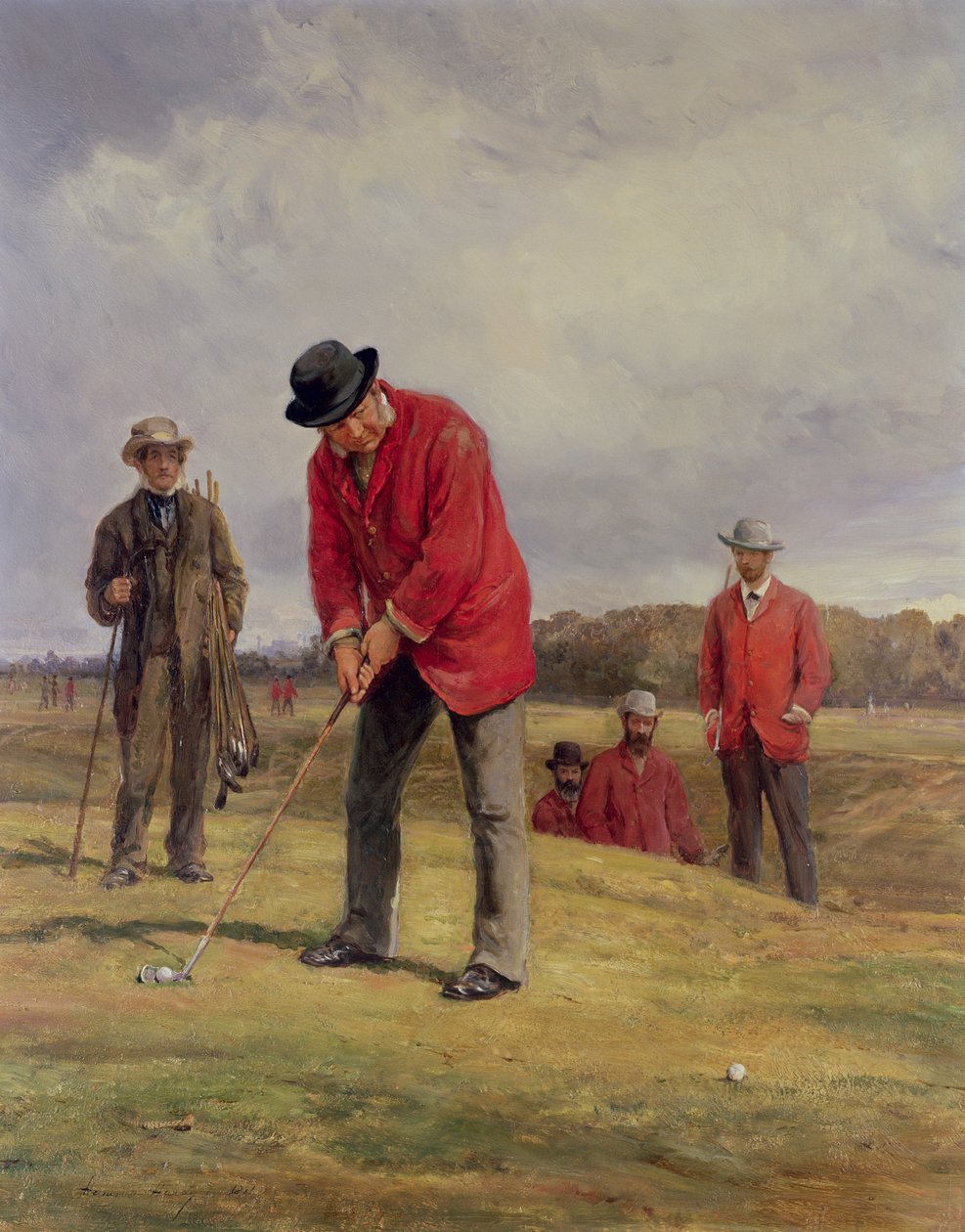 George Glennie Putting op Blackheath met Putting Cleek, 1881 door Heywood Hardy